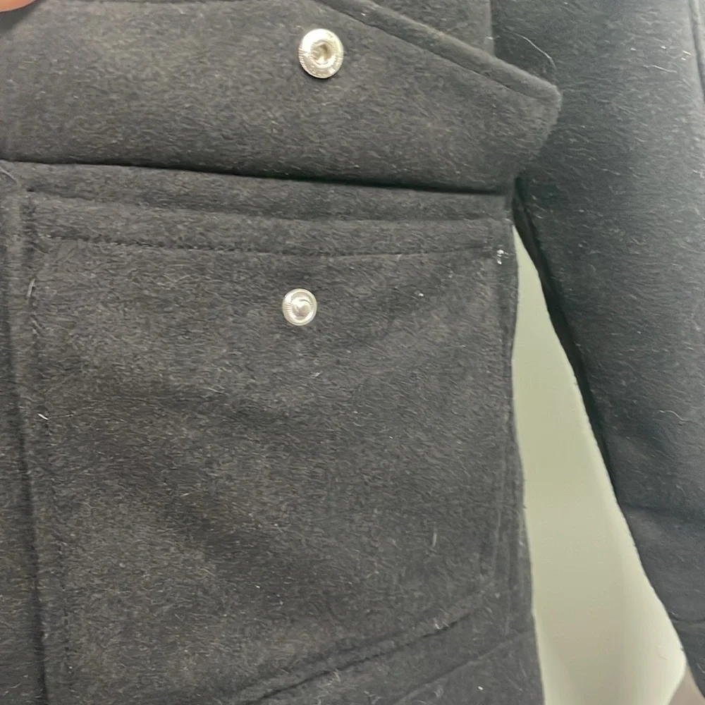 Old Navy Boys Black Wool Zip Up Lined Jacket XL